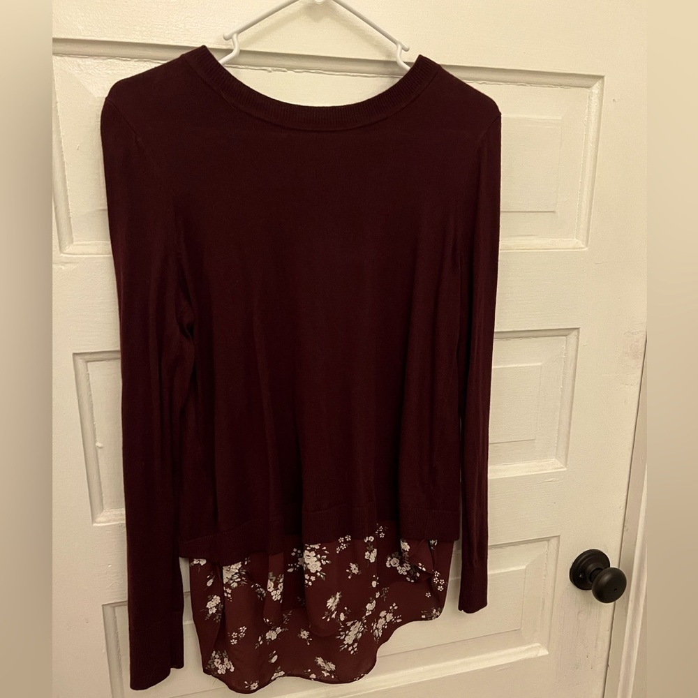Loft Floral Maroon Sweater